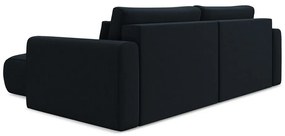 Тъмносин кадифен разтегателен ъглов диван с място за съхранение (десен ъгъл) Kapua – Makamii