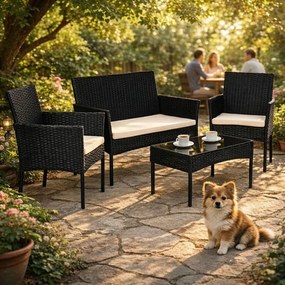 Ратанов градински комплект за сядане с масичка