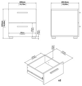 Бяло нощно шкафче в дъбов декор Pepe - Tvilum