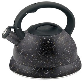 Свирещ чайник HAUS ROLAND HR-724C, 3 литра, стомана, пластмасов капак, хромиран кант, черен мрамор
