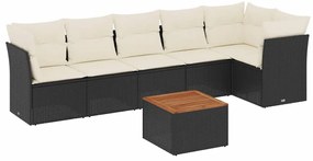 3255979 vidaXL Градински комплект диван с възглавници 7 части черен полиратан