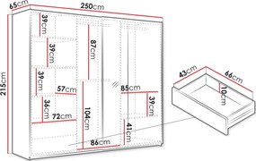 Гардероб Boston 250 плъзгащ-Кашмир