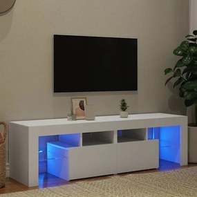 804364 vidaXL ТВ шкаф с LED осветление, бял, 140x36,5x40 см