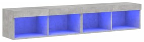 837148 vidaXL ТВ шкафове с LED осветление 2 бр бетонно сиви 80x30x30 см