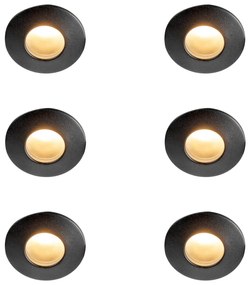 Комплект от 6 модерни вградени спота черни IP44 - Gap