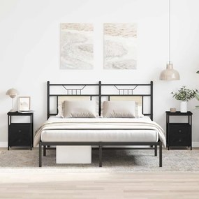 862138 vidaXL Нощни шкафчета, 2 бр., черен дъб, 34x35,5x50 см, инженерно дърво