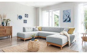 Светлосив U-образен разтегателен диван, ляв ъгъл Dazzling Daisy - Miuform