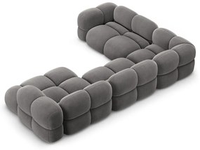 Сив кадифен ъглов диван (ляв ъгъл/U форма) Loretto – Cosmopolitan Design