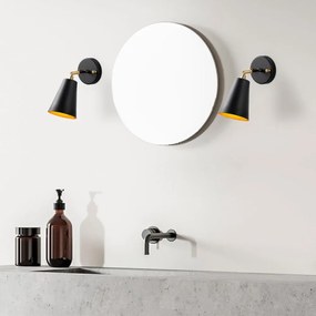 Стенна лампа в черно и златисто ø 10 cm Evander – Opviq lights
