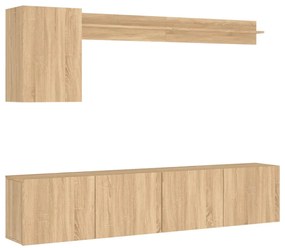 3216498 vidaXL ТВ стенни модули, 5 части, сонома дъб, инженерно дърво