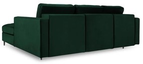 Зелен кадифен ъглов разтегателен диван , десен ъгъл Santo - Milo Casa