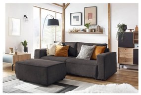 Кафяво-сива табуретка от рипсено кадифе Nihad – Bobochic Paris