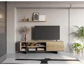 Масичка за телевизор с дъбов декор в естествен цвят 160x44 cm Cequoia - Marckeric