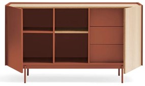 Нисък скрин в цвят тухла и естествен дъб 130x78 cm Otto - Teulat