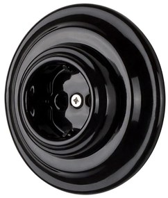 Bohemia-Design - Порцеланова ретро стенна розетка с рамка SCHUKO 250V/16A, черна