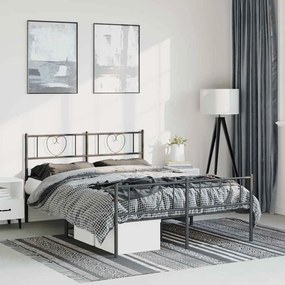355483 vidaXL Метална рамка за легло с горна и долна табла, черна, 150x200 см