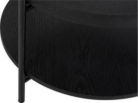 Черна кръгла масичка за кафе от декор от дъб ø 64 cm Hagen – Bonami Essentials