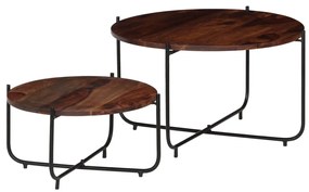246015 vidaXL Комплект маси за кафе, 2 бр, акациево дърво масив, 60x35 cм