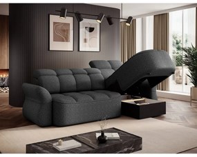 Тъмносив кадифен сгъваем/с място за съхранение ъглов диван (десен ъгъл) Beneth – ELTAP