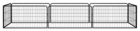 Заграждение за куче черно 8 панела 100x50 см прахово боядисано Rogan