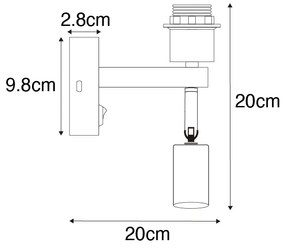 Модерен стенен аплик черен с лампа за четене - Brescia