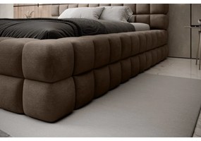 Светлокафяво двойно легло 140x200 cm тапицирано с място за съхранение с включена подматрачна рамка Dizzle – ELTAP