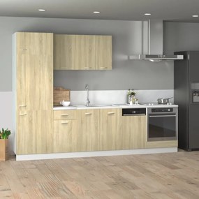 3307654 vidaXL Комплект кухненски шкафове, 7 части, "Lyon", дъб сонома, инженерно дърво