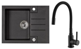 ALVEUS SETA23236 - Кухненска мивка ROCK+смесител MINTAS 34 см гранит/черен