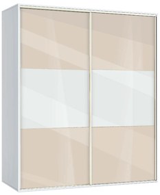 Двукрилен гардероб с плъзгащи врати Мебели Богдан Модел BM-AVA 4, крем гланц с бяло