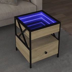 Sonata H Маса за кафе с Infinity LED, сонома дъб, 40x40x51 см