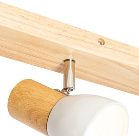 Дървена таванна лампа с бял регулируем 4-светлинен - Thorin