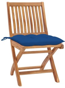 3072832 vidaXL Сгъваеми градински столове с възглавници, 4 бр, тик масив