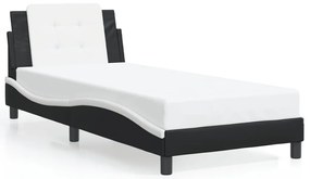 3208154 vidaXL Рамка за легло без матрак Zadar, черна, бяла, 90x190 см изкуствена кожа