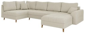 Кремав ъглов диван от рипсено кадифе (десен ъгъл/"U" форма) Ariella – Ropez