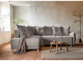 Светлокафяв велурен разтегателен диван (ляв ъгъл) Lazy Lukka - Miuform