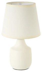 Керамична настолна лампа в бяло и кремаво с текстилен абажур (височина 24 cm) - Casa Selección