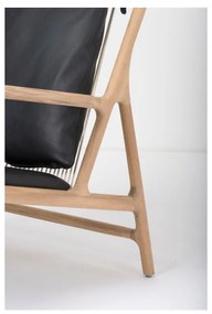 Фотьойл с масивна дъбова конструкция и седалка от черна биволска кожа Dedo - Gazzda