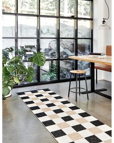 Черна и кремава пътека за открито и закрито 70x300 cm Pix Black Vanilla – Pappelina