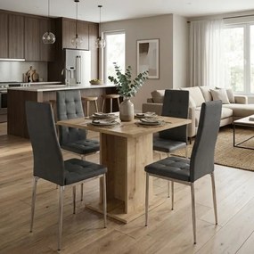 Комплект за трапезария 5 части Allos - Rosa в цвят сапфирен дъб - сив 75x75x77см.