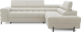 Кремав разтегателен ъглов диван с място за съхранение от букле (десен ъгъл L форма) Ferucce – ELTAP