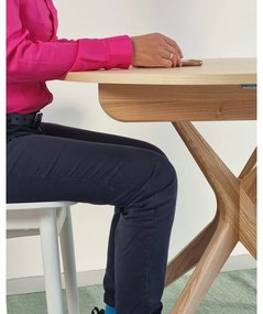 Кръгла сгъваема трапезна маса с допълнителна плоча от масивен ясен ø 90 cm Jubi – Ragaba