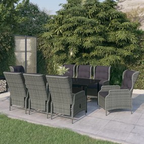 3099648 vidaXL Градински трапезен комплект, 9 части, светлосив