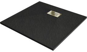 Mexen Hugo квадратен душ подложка SMC 70 x 70 см, черен, златен капак - 42707070-G
