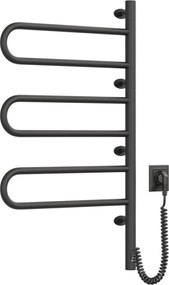 Електрически въртящ се сушилник за кърпи FOUETTE с термостат, 100 W, 80 x 49 cm, черен