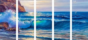 картини от 5 части – Морски вълни на брега