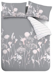 Сиво единично спално бельо 135x200 cm Meadowsweet Floral – Catherine Lansfield