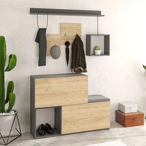 Holdon меламинов входен мебел в дъб-антрацит цвят 120x36,5x87,5см.