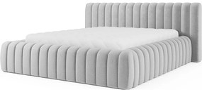 Светлосиво двойно легло 140x200 cm тапицирано с място за съхранение с включена подматрачна рамка Carilla – ELTAP