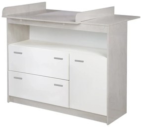 Бял нисък скрин от дъб с маса за преповиване 117x98 cm Julia - Roba