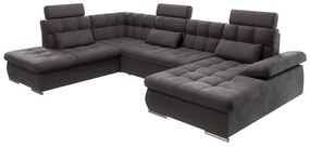 Антрацитен разтегателен ъглов диван с място за съхранение (ляв ъгъл/U форма) Merkur – Ropez